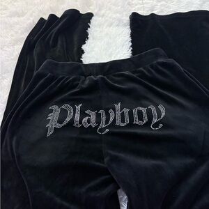 PLAYBOY Black Velour Lounge Pants